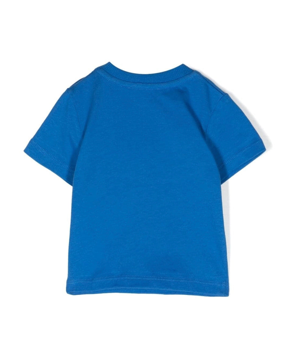 Moschino Kids T-Shirt Neonato Blu con Logo