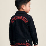Dsquared2 Kids Giacca in Denim Nero con Stampa Logo sul Retro per Neonati