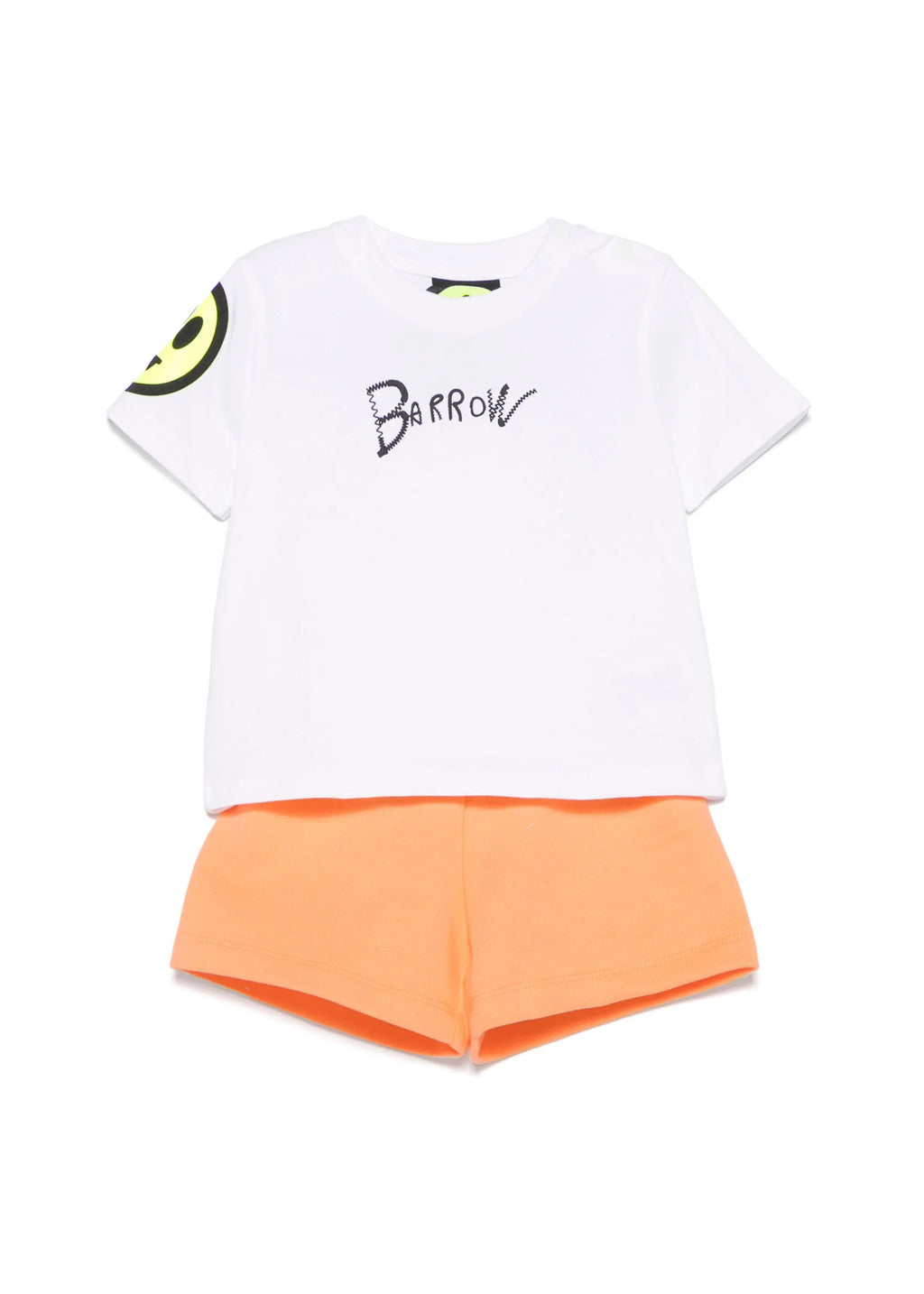Barrow Kids T-shirt Bianca con Stampa Retro con Shorts Pesca per Neonate