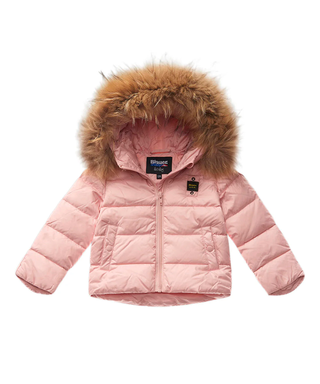 Blauer Kids Giubbino Rosa con Cappuccio in Pelliccia Armony per Neonate