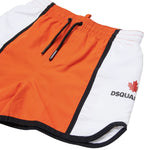 Dsquared2 Kids Costume Boxer Arancio e Bianco con Logo per Bambini