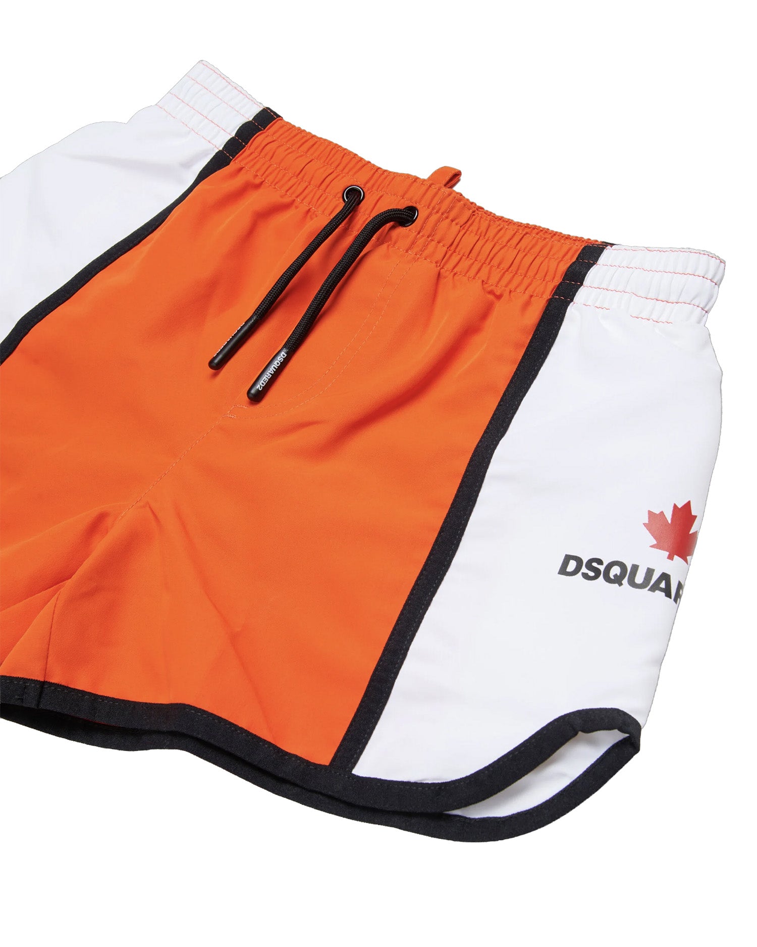 Dsquared2 Kids Costume Boxer Arancio e Bianco con Logo per Bambini
