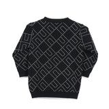 Elisabetta Franchi La Mia Bambina Abito in Maglia con Logo All-Over Nero