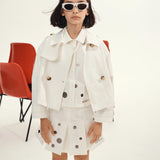 Max & Co Giacca in Denim Bianca Cropped per Bambine