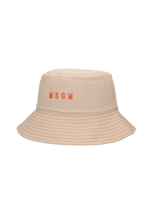 MSGM Kids Cappello Beige con Logo