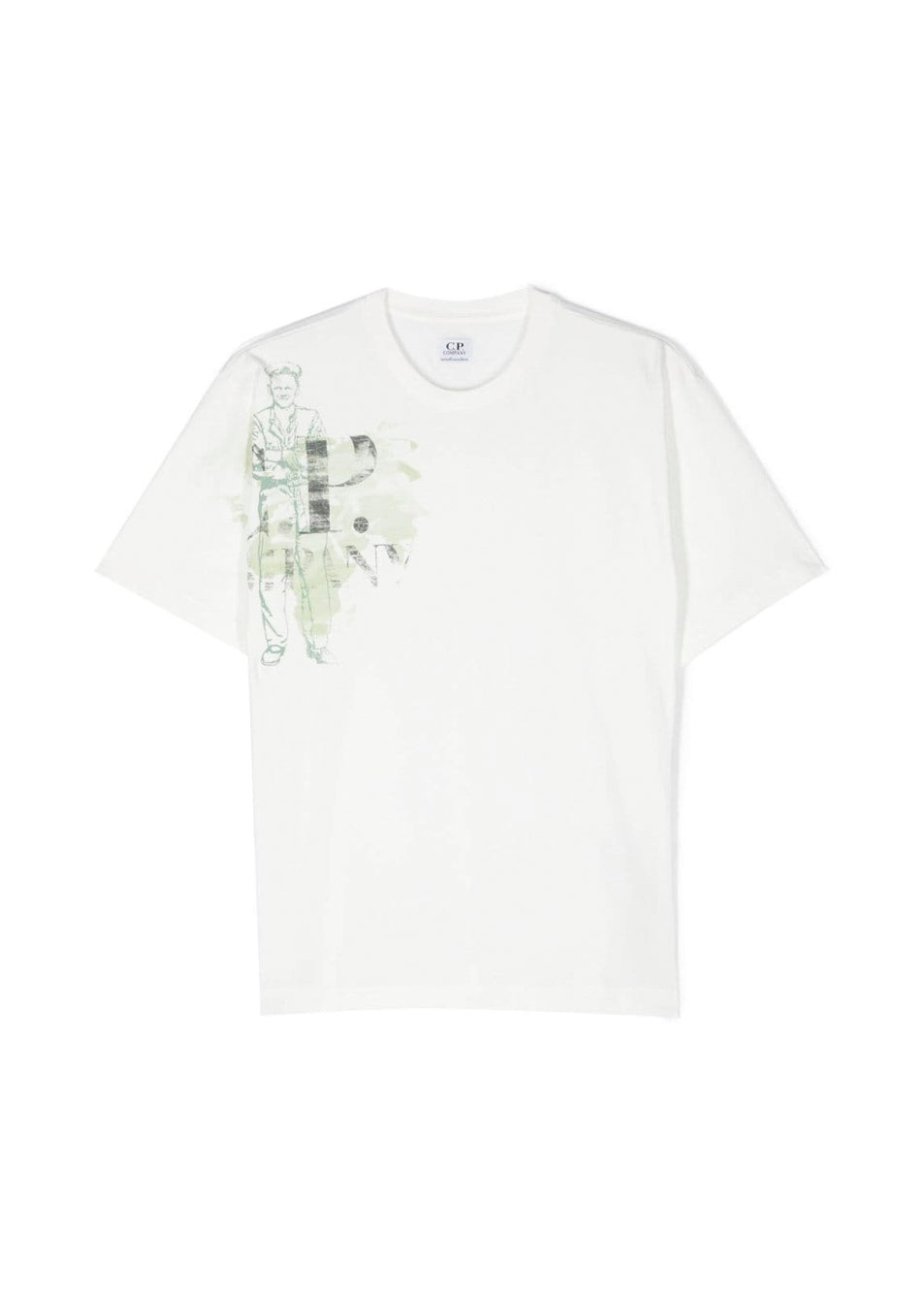 C.P. Company Kids T-shirt Bianca con Logo per Bambini (fronte)