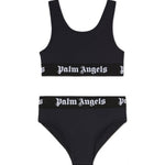 Palm Angels Kids Costume Nero con Fasce Logate per Bambine