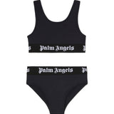 Palm Angels Kids Costume Nero con Fasce Logate per Bambine