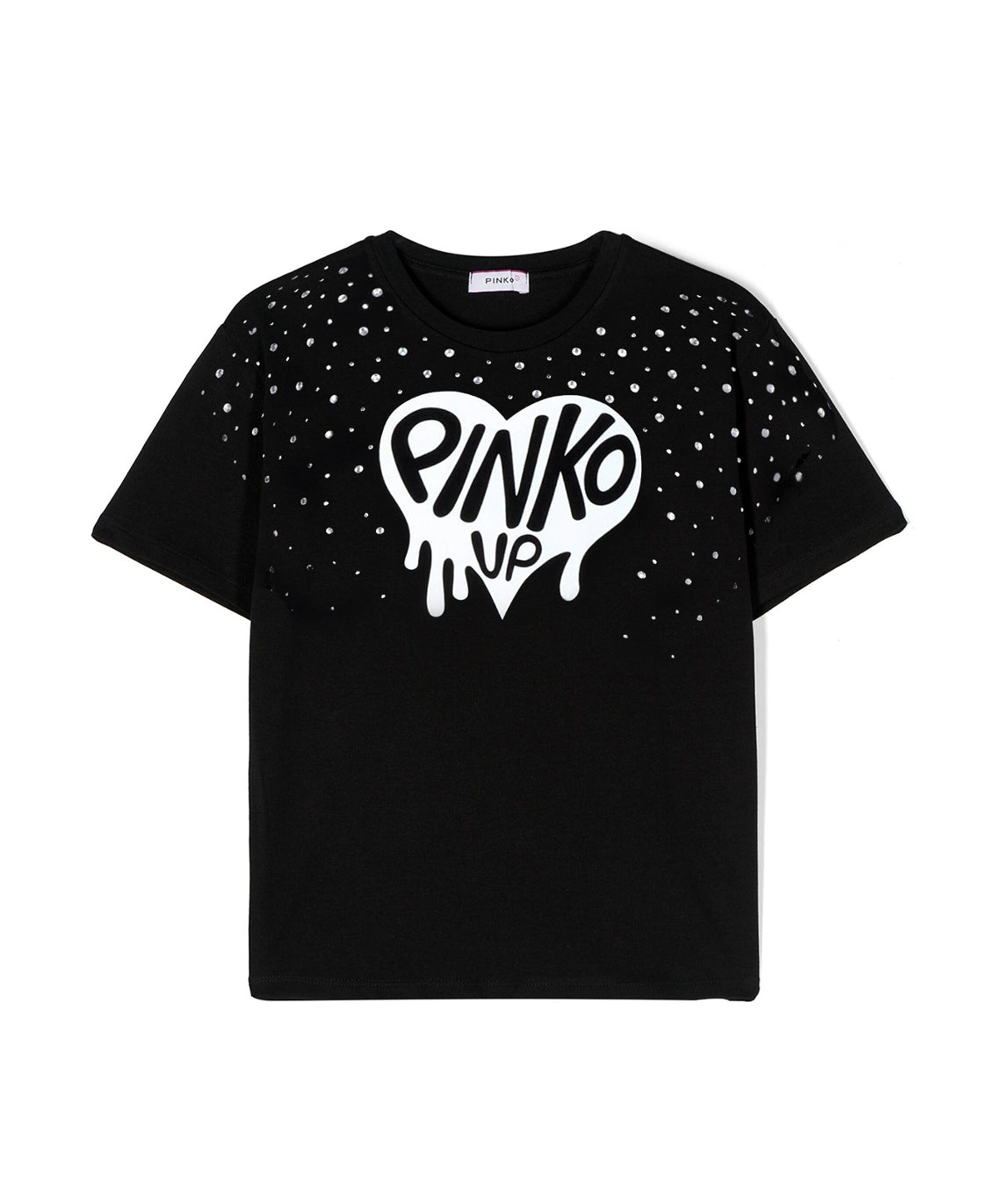 Pinko Kids T-shirt Nera con Logo e Strass