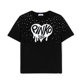 Pinko Kids T-shirt Nera con Logo e Strass