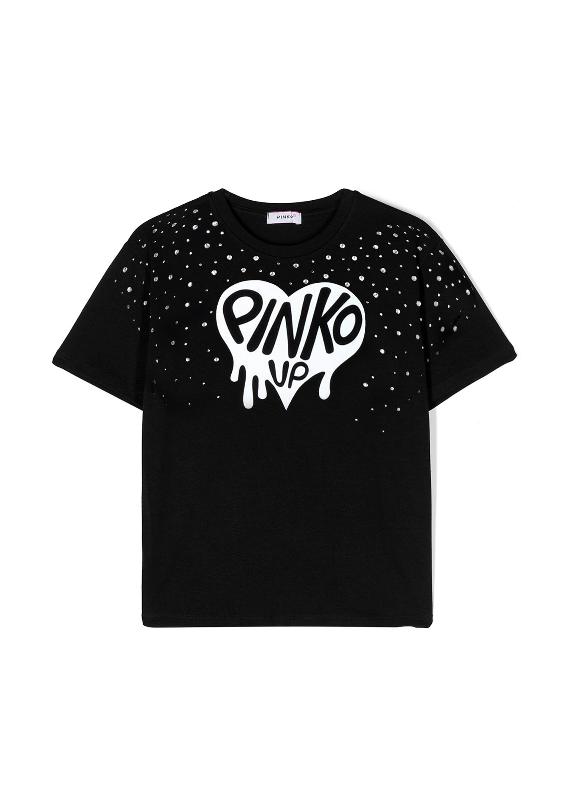 Pinko Kids T-shirt Nera con Logo e Strass