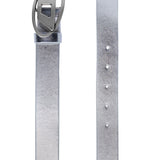Diesel Kids Silver Leather Belt with Oval D Logo