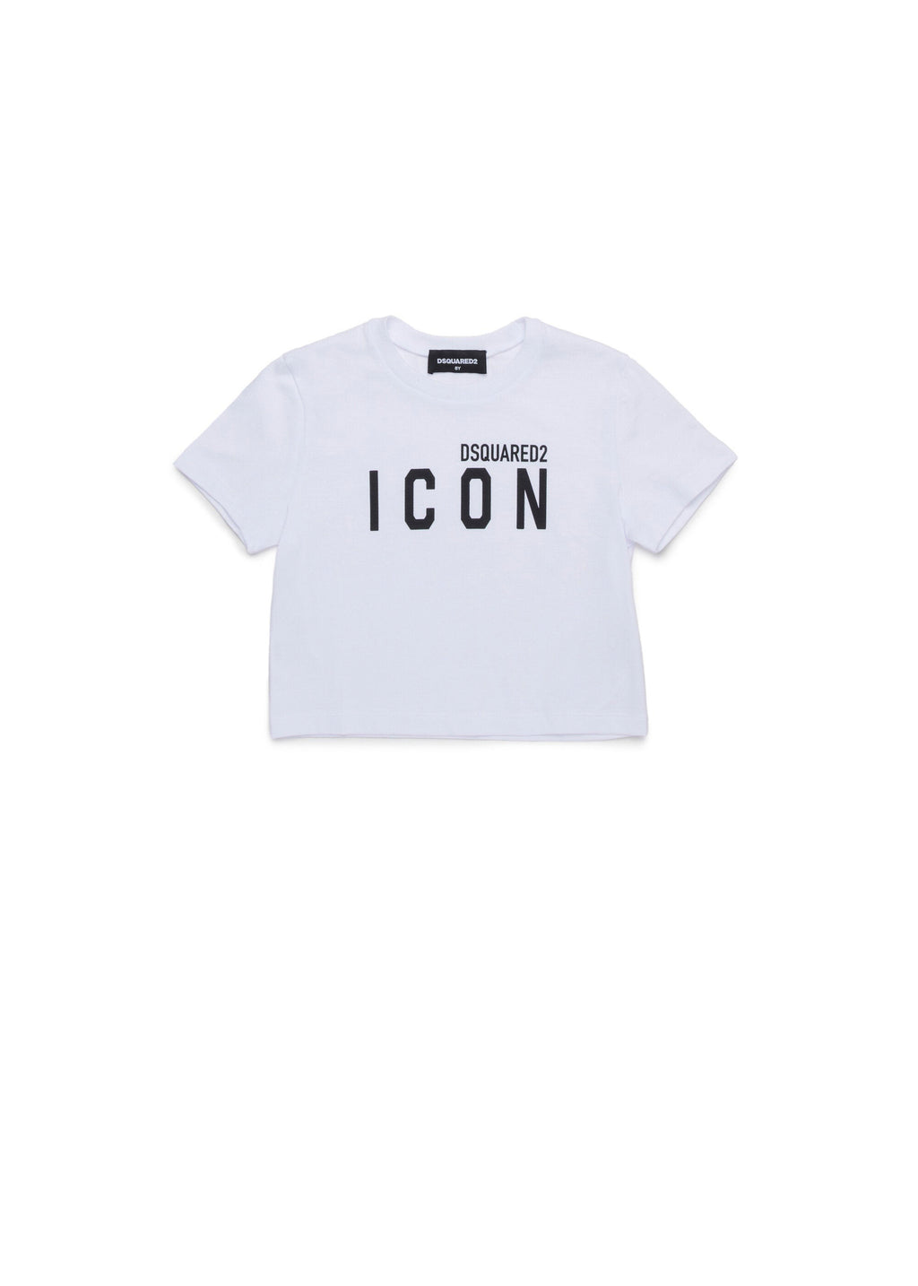 Dsquared2 Kids T-shirt Bianca Crop con Stampa Icon