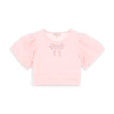 Angel's Face T-shirt Crop Rosa per Bambine