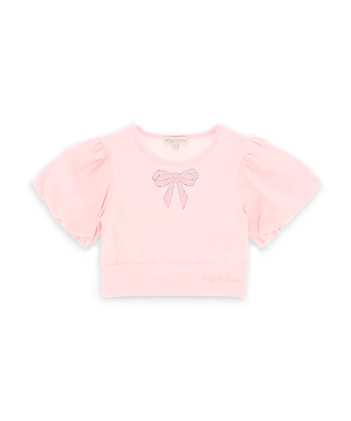 Angel's Face T-shirt Crop Rosa per Bambine