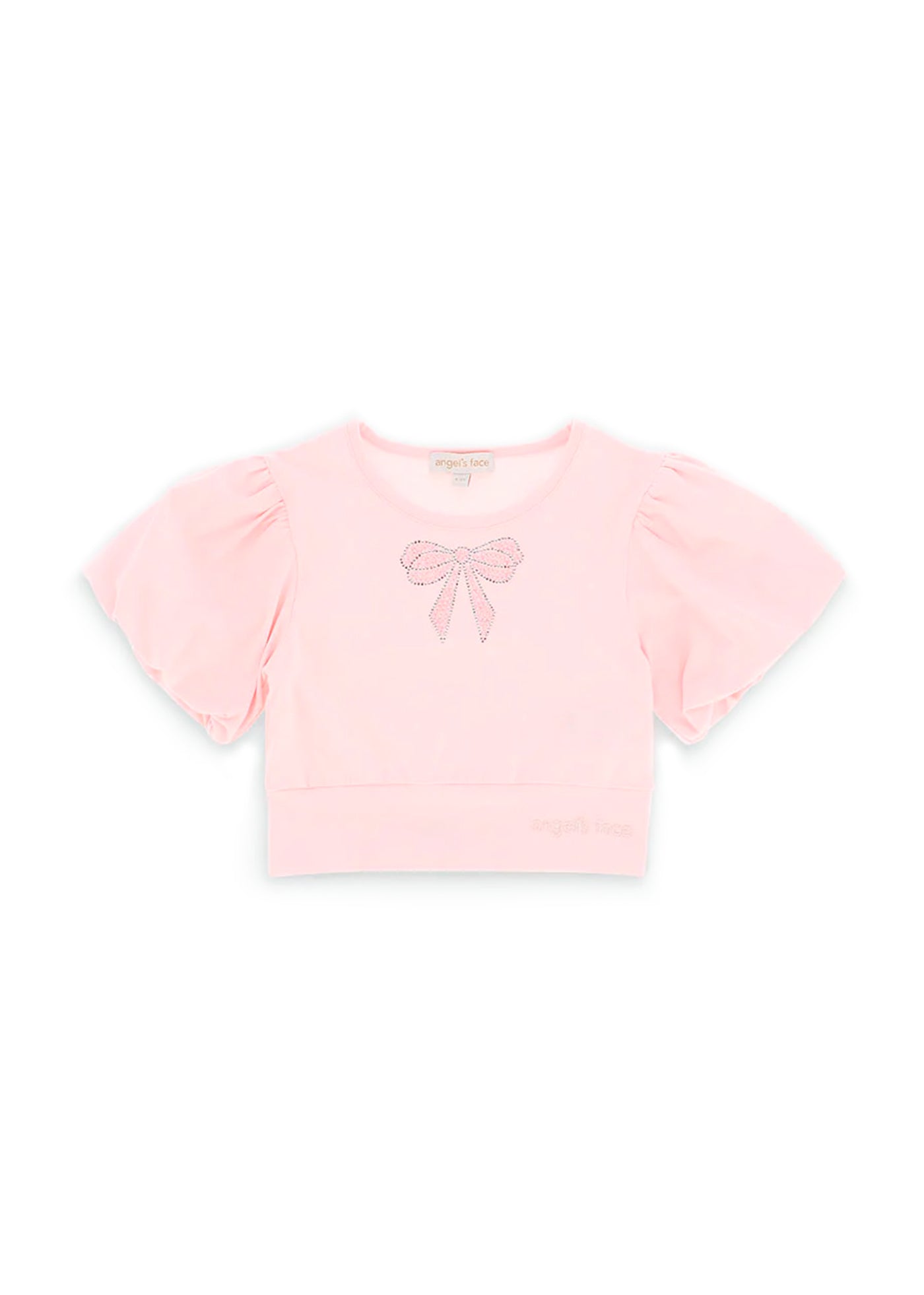 Angel's Face T-shirt Crop Rosa per Bambine