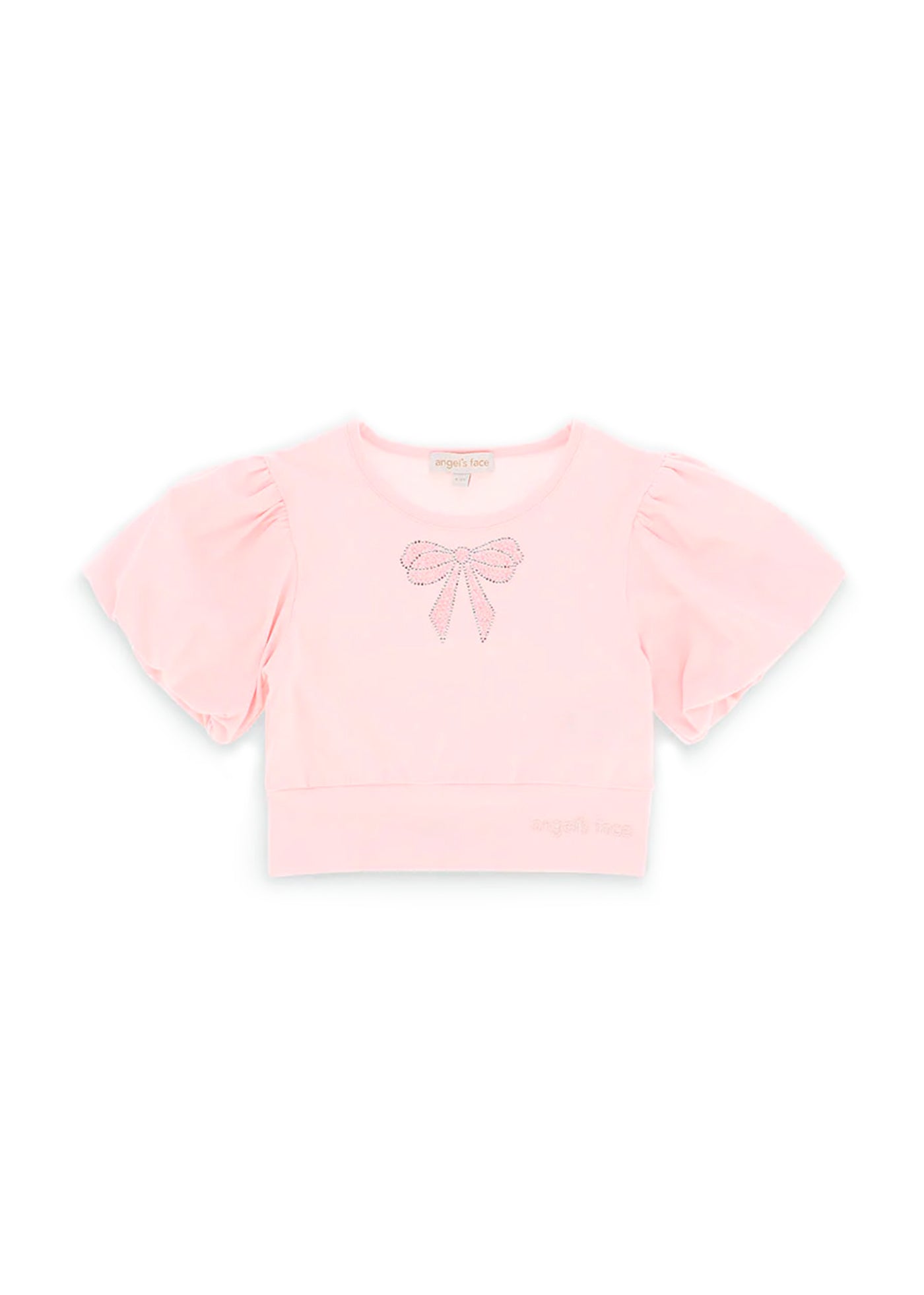 Angel's Face T-shirt Crop Rosa per Bambine