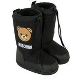 Moschino Kids Stivale da Neve Nero con Logo Teddy per Bambine