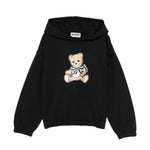 Moschino Kids Felpa con Cappuccio Nera e Stampa Frontale Teddy Unisex per Bambini