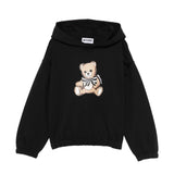 Moschino Kids Felpa con Cappuccio Nera e Stampa Frontale Teddy Unisex per Bambini