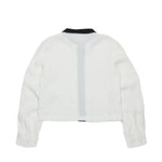 N21 Kids Camicia Bianca Cropped con Colletto a Contrasto e Ricamo Logo per Bambine