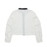 N21 Kids Camicia Bianca Cropped con Colletto a Contrasto e Ricamo Logo per Bambine