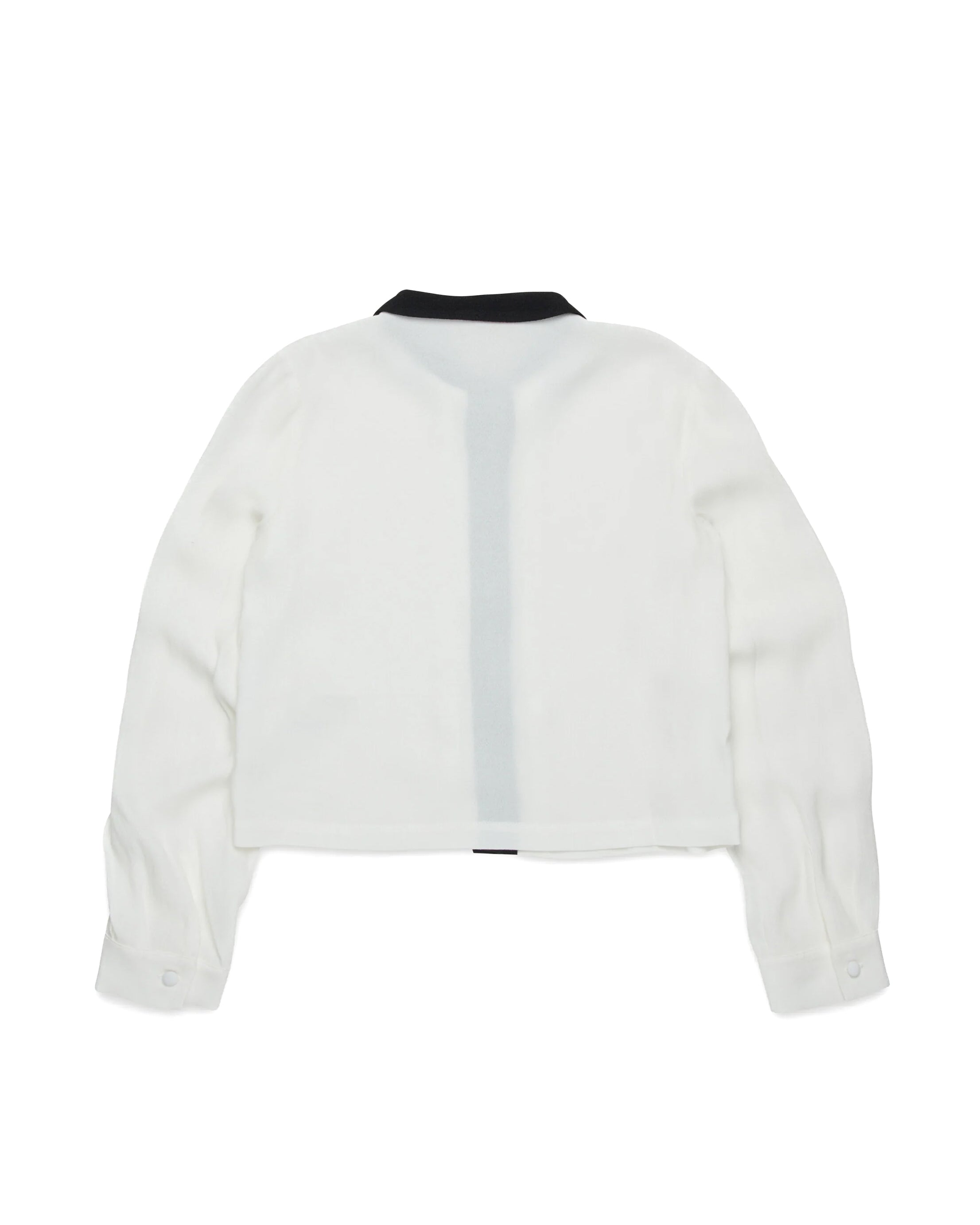 N21 Kids Camicia Bianca Cropped con Colletto a Contrasto e Ricamo Logo per Bambine