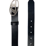 Diesel Kids Cintura nero in Pelle con Logo Oval D