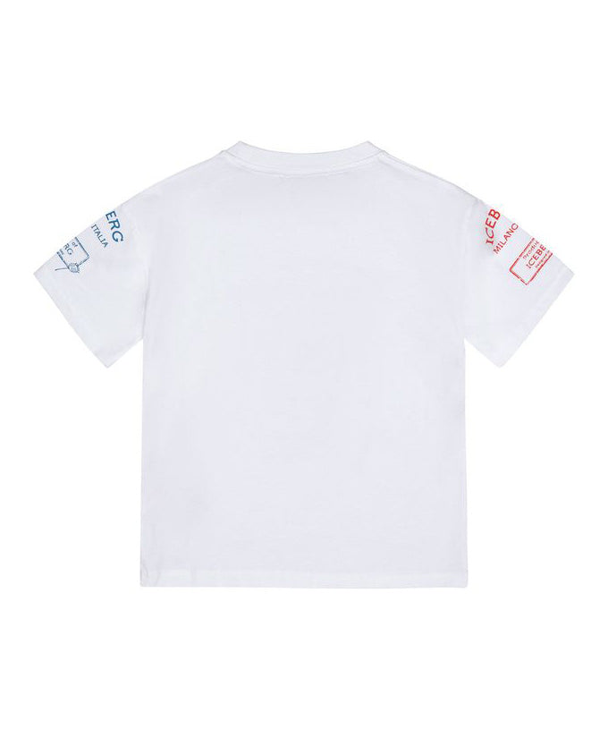 Iceberg Kids T-Shirt Bianco con Stampa Logo per Bambini
