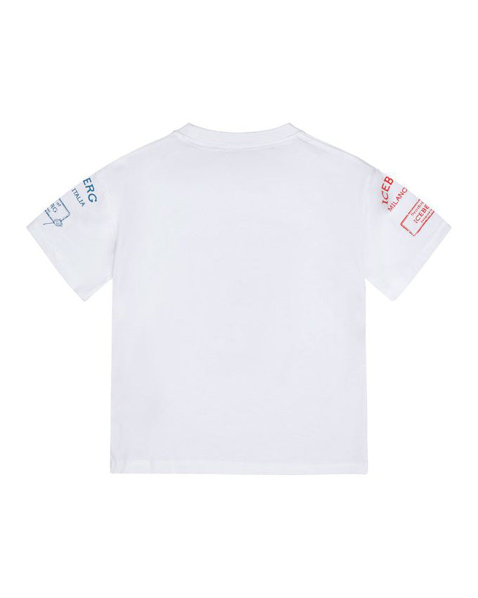 Iceberg Kids T-Shirt Bianco con Stampa Logo per Bambini