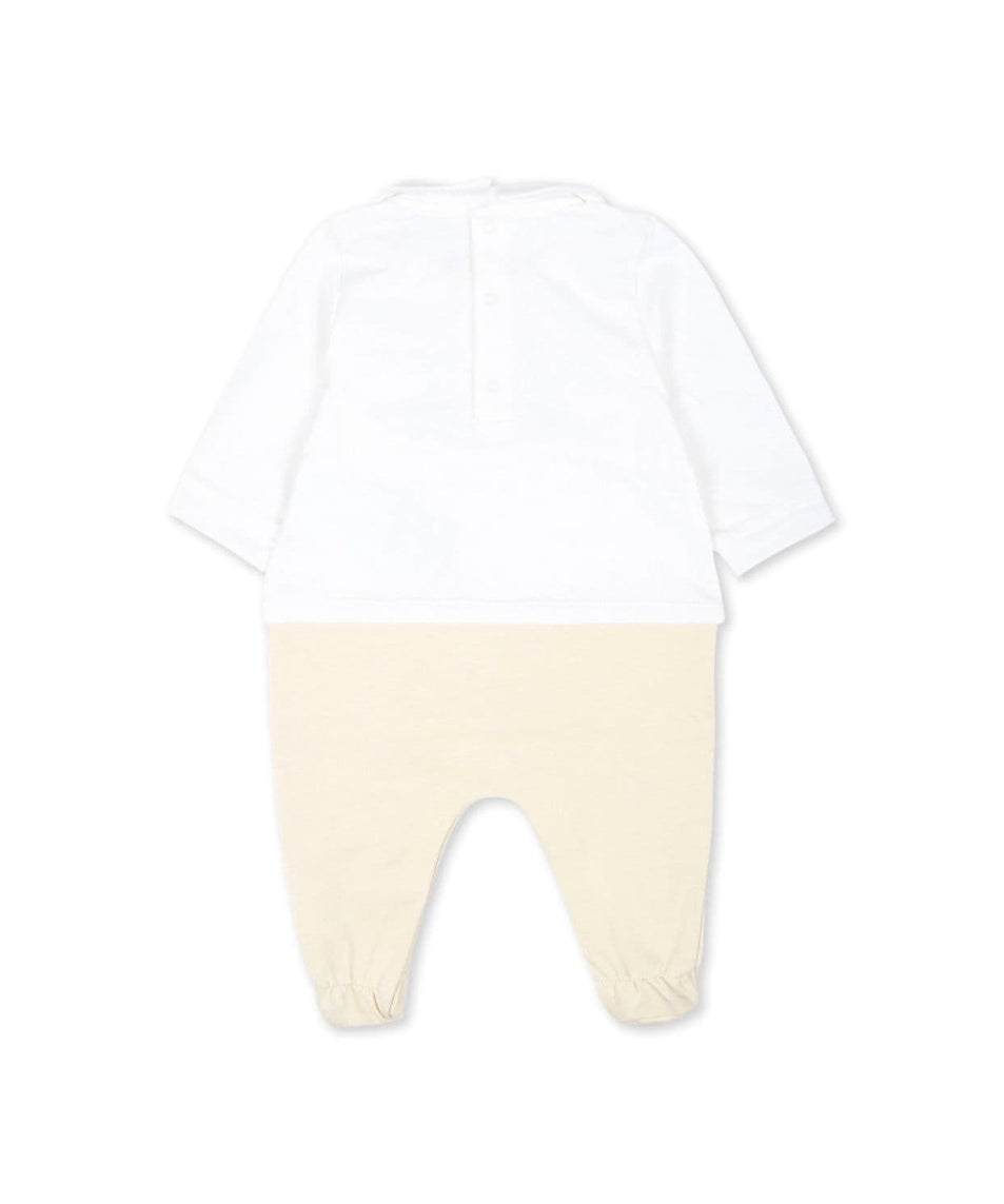 Moschino Kids Tutina Bianco/Beige con Stampa Logo per Neonati (retro)