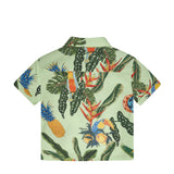 Roberto Cavalli Kids Camicia Verde Lime con Fantasia per Neonati