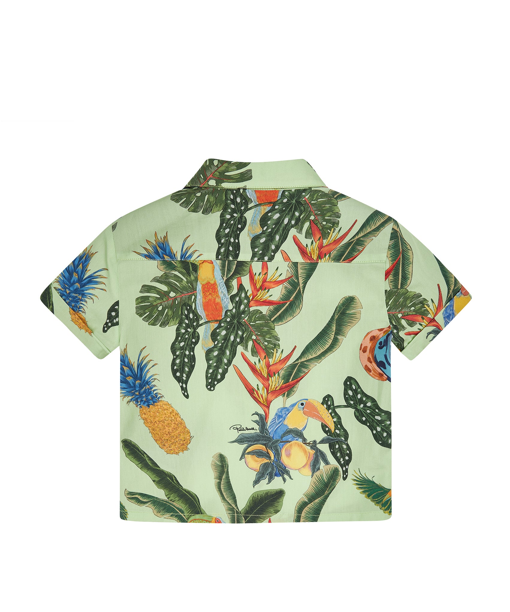 Roberto Cavalli Kids Camicia Verde Lime con Fantasia per Neonati