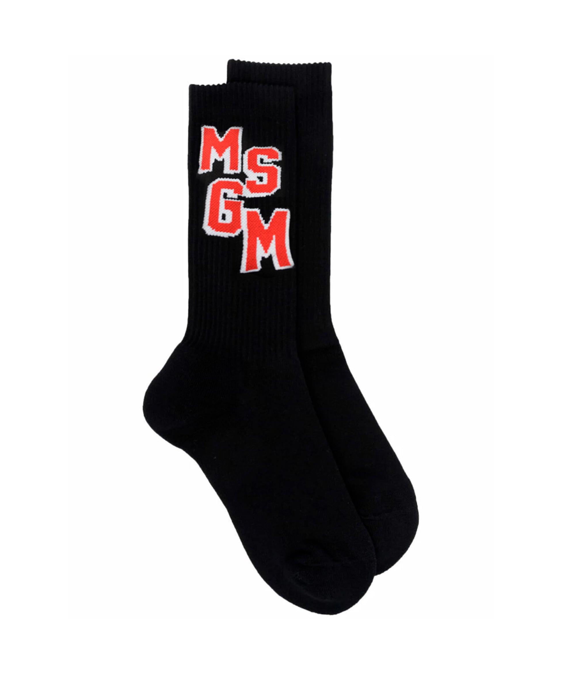 MSGM Kids Calzini Neri con Intarso Logo