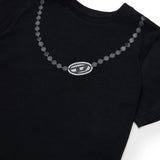 Diesel Kids T-Shirt Nero con Stampa e Logo Oval-D per Bambine