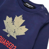 Dsquared Kids Felpa Girocollo Blu con Logo Sport per Neonati