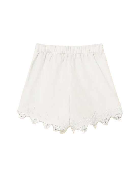 Twinset Kids Short Off-White in Pizzo per Neonate