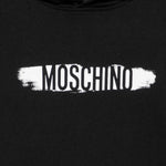 Moschino Kids Vestito Nero con Cappuccio in Felpa e Stampa Logo Pennellata per Bambine