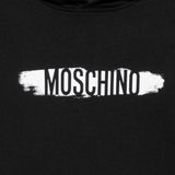 Moschino Kids Vestito Nero con Cappuccio in Felpa e Stampa Logo Pennellata per Bambine