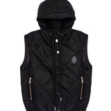 Yes London Kids Gilet Imbottito Nero con Cappuccio per Bambini