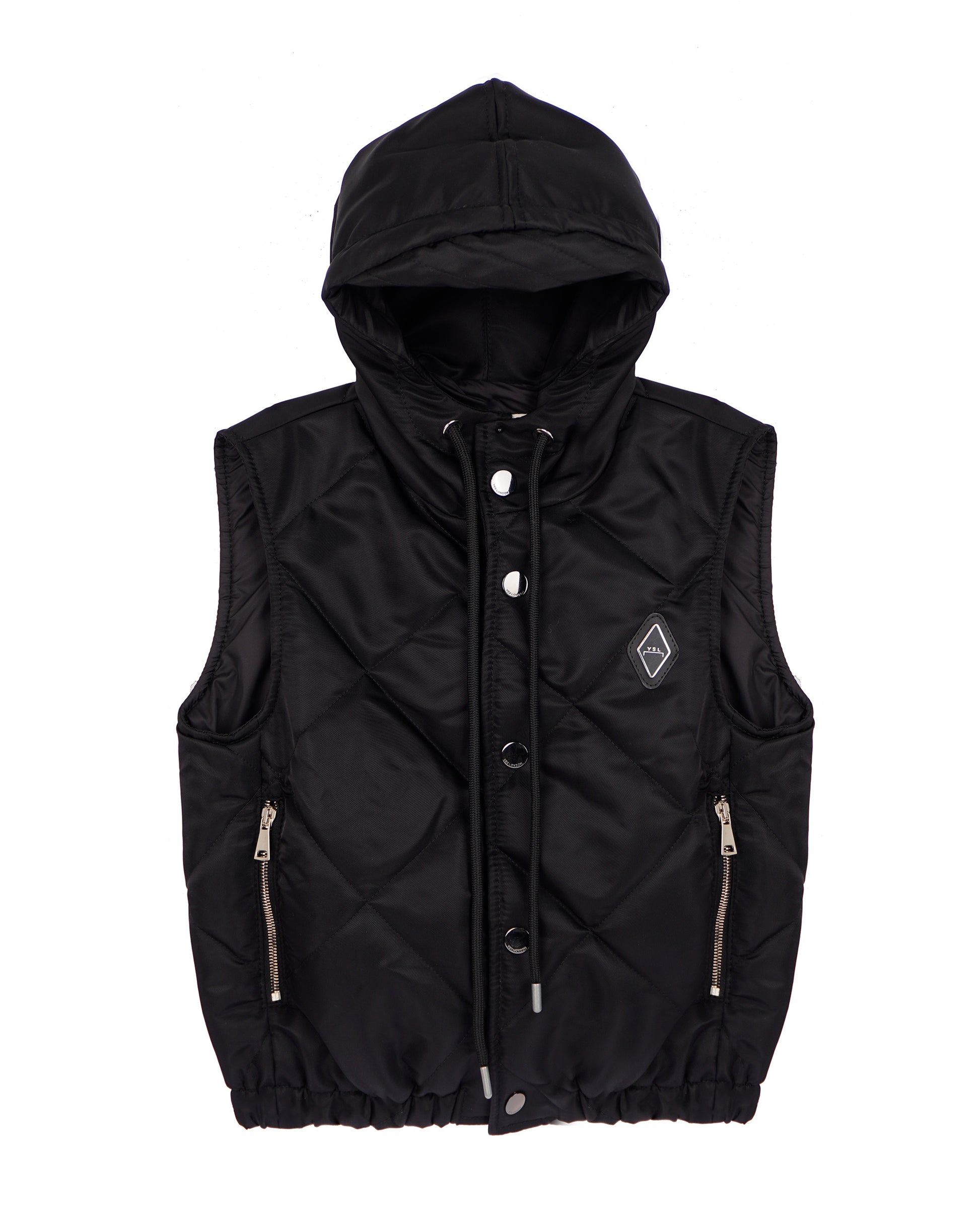 Yes London Kids Gilet Imbottito Nero con Cappuccio per Bambini
