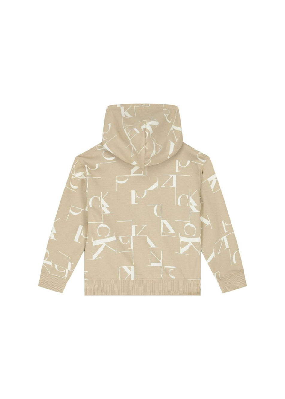 Calvin Klein Kids Felpa Beige con Cappuccio con Logo Monogram per Bambini (retro)