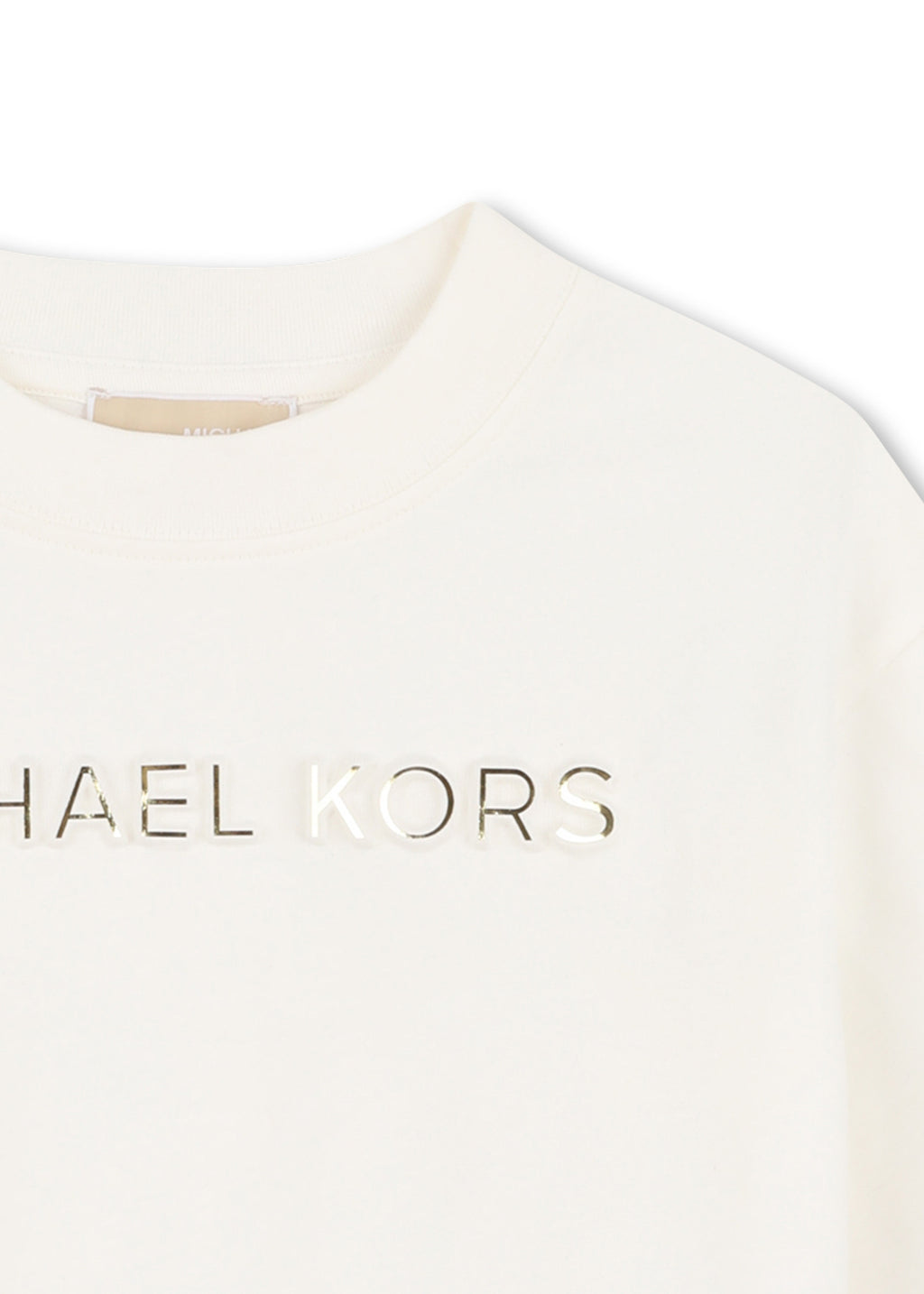 Michael Kors Kids T-Shirt Bianca con Logo Metallico Stampato