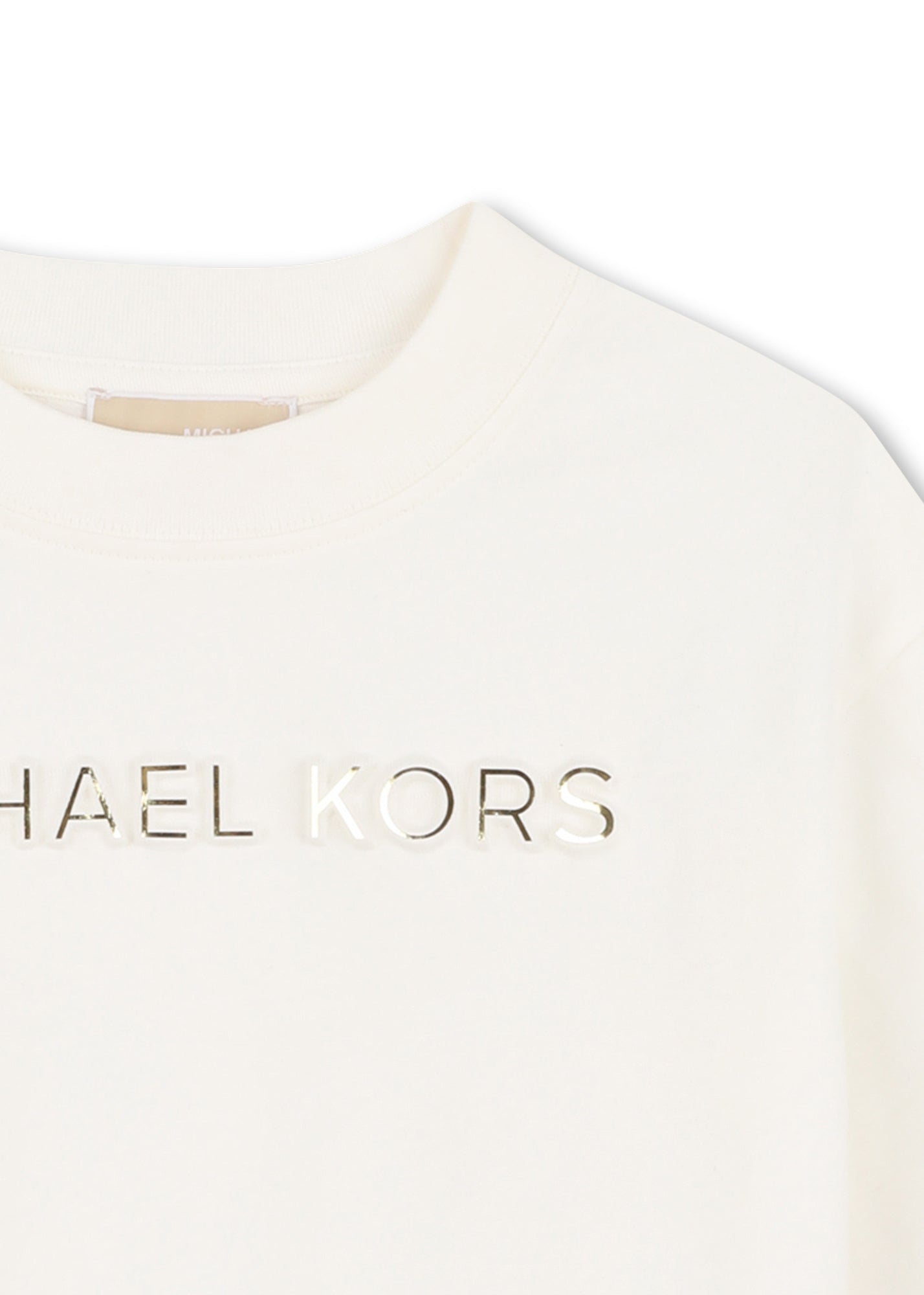 Michael Kors Kids T-Shirt Bianca con Logo Metallico Stampato