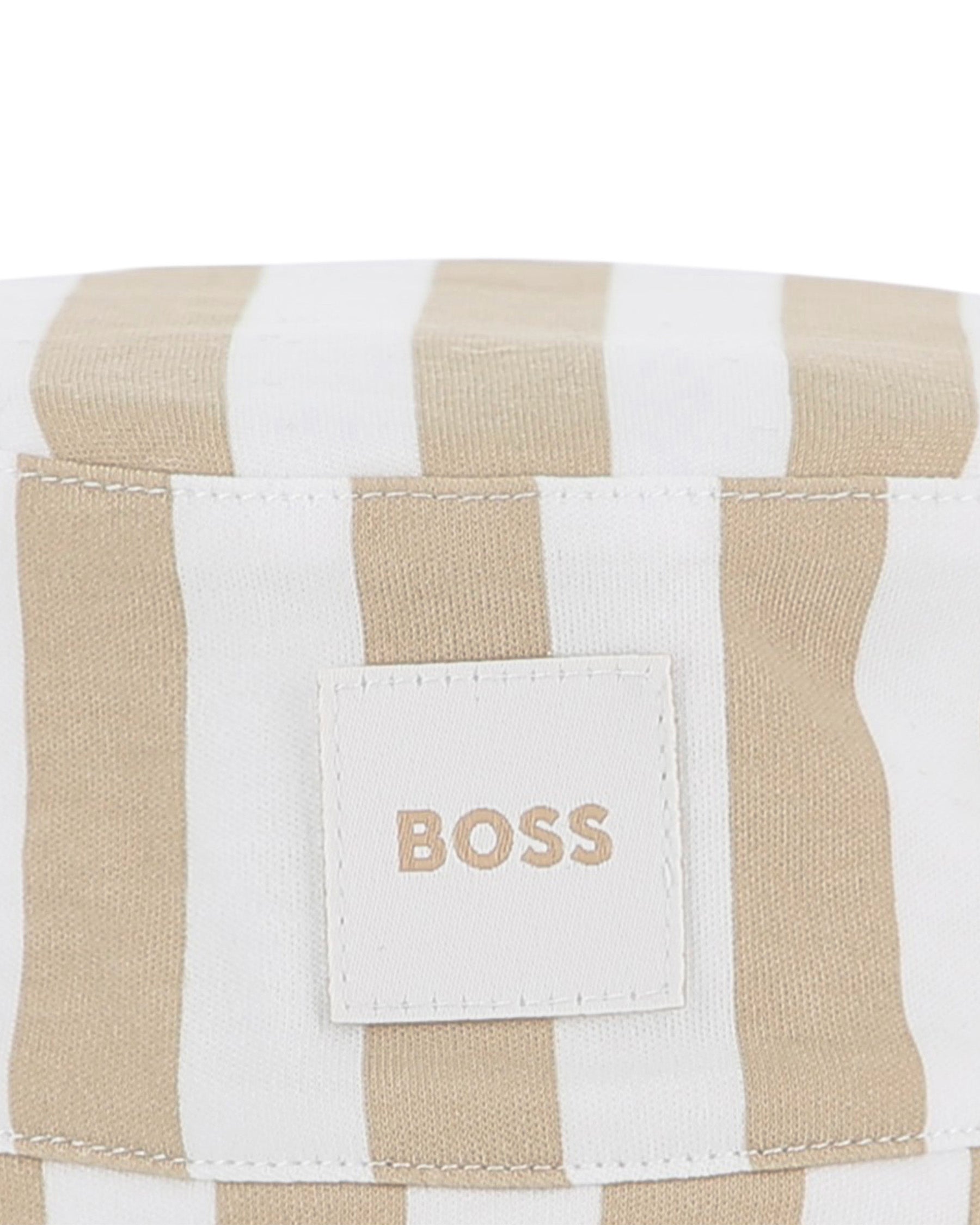 Boss Kids Cappello Reversibile Beige/Bianco per Neonati