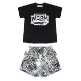 Msgm Kids Completo 2pz Nero a Fantasia per Neonati