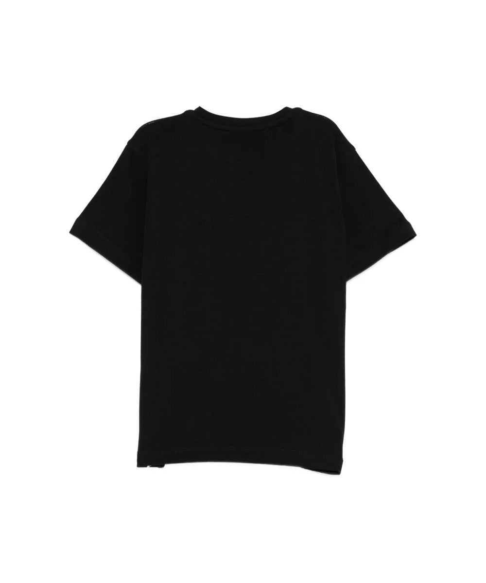 Elisabetta Franchi La Mia Bambina T-shirt Nera con Logo Ricamato per Bambine