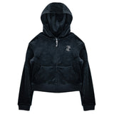 Juicy Couture Kids Felpa con Cappuccio Nera e Scritta Logo in Strass per Retro per Bambine