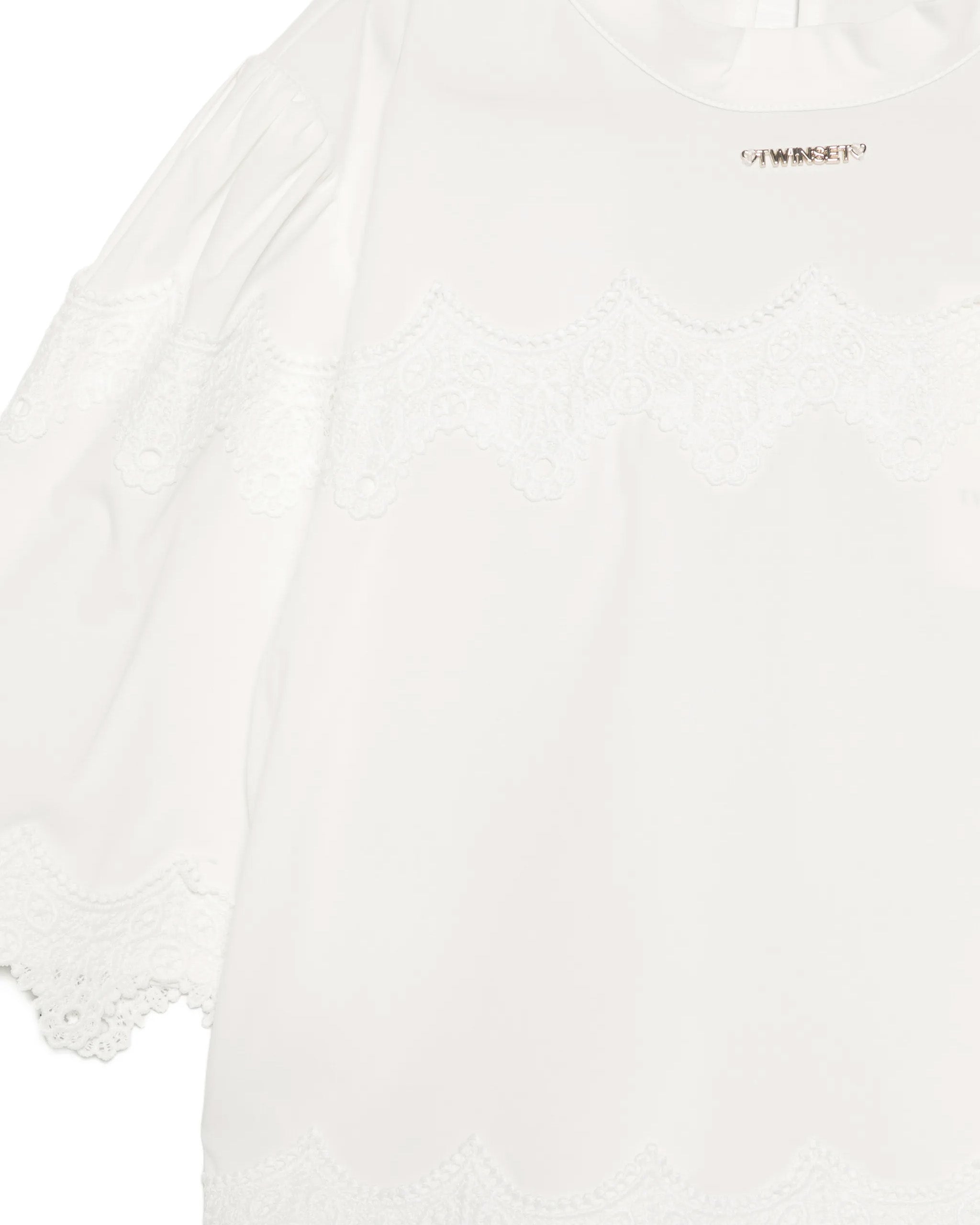 Twinset Kids Completo Off-White con Dettagli in Pizzo per Bambine