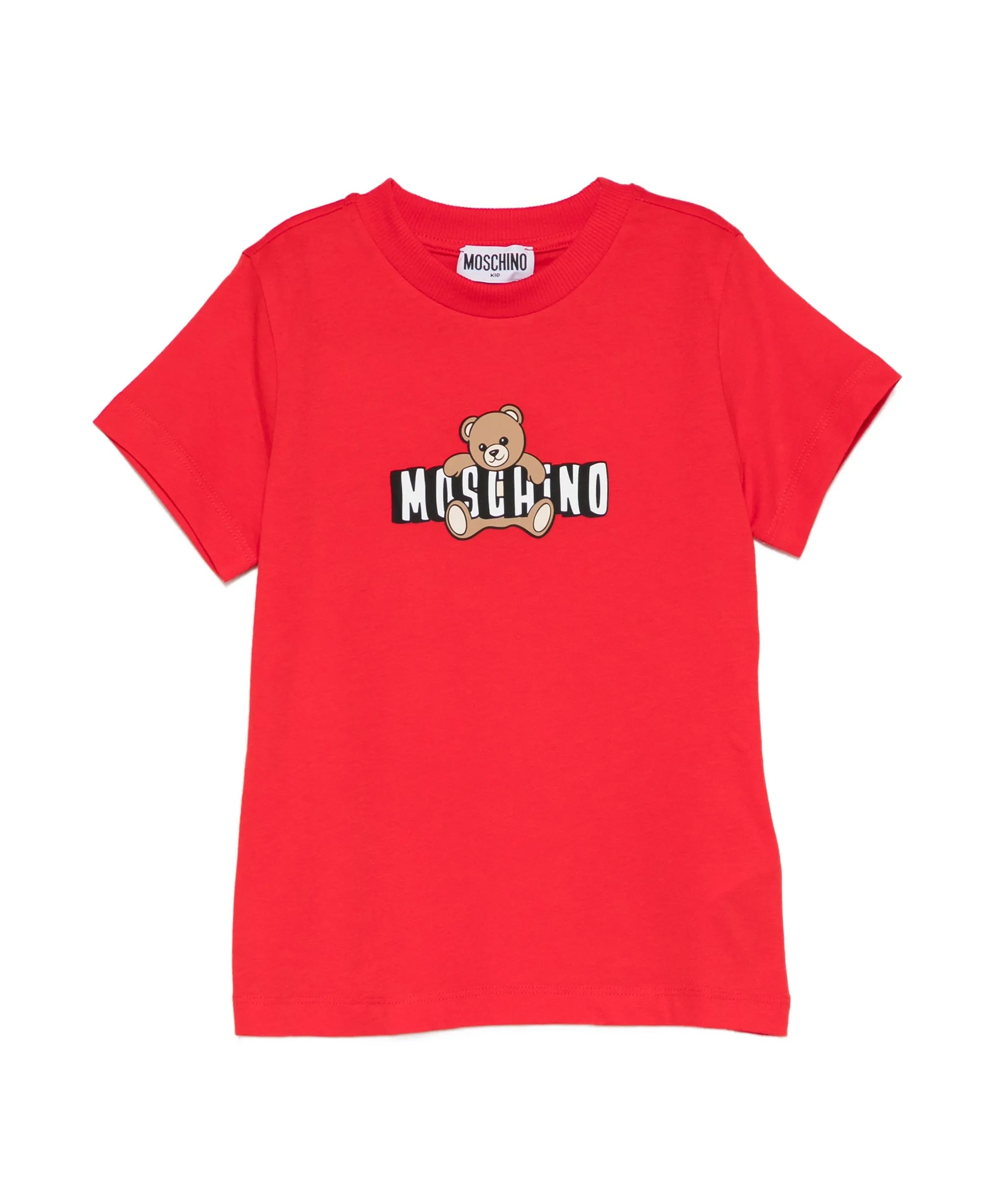 Moschino Kids T-Shirt Rosso con Logo Teddy Bear per Bambini